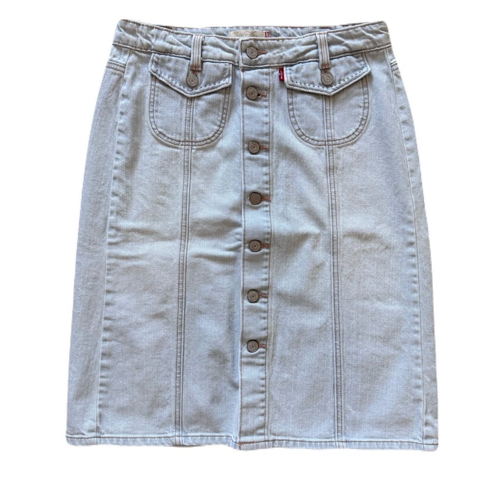 Women's Levi's Blue Pencil Skirt Knee-Length Casual Vacation Beach Summer Size 6